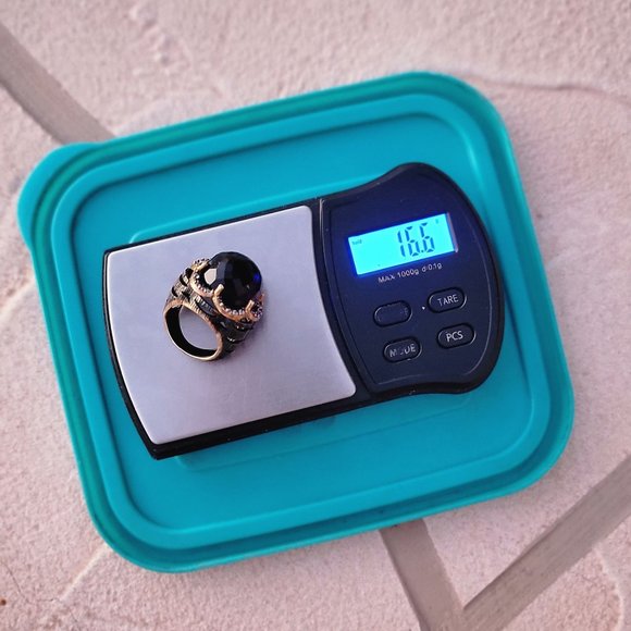 Wow huge chunky cocktail ring with multifaceted amethyst glass orb ornate 925 - Picture 8 of 14